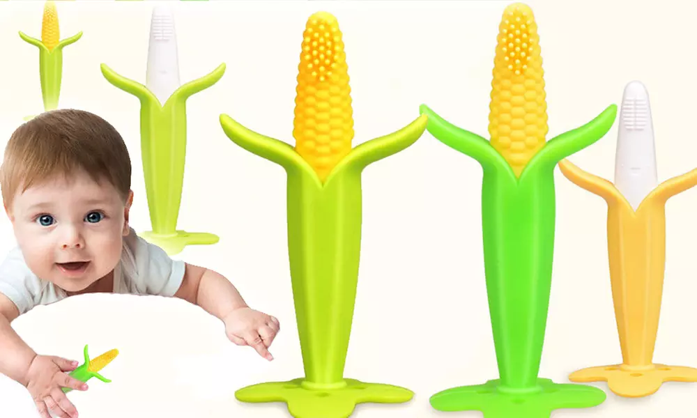 2-Pack Baby Teether And Training Toothbrush - Corn & Banana Shaped - Primary Image