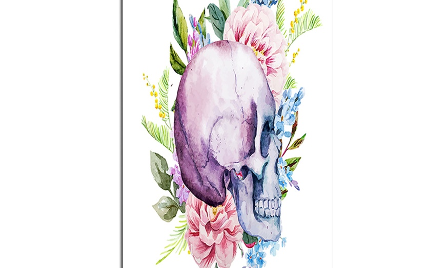 Skull with Flower Borders - Digital Floral Canvas Art Print | Groupon