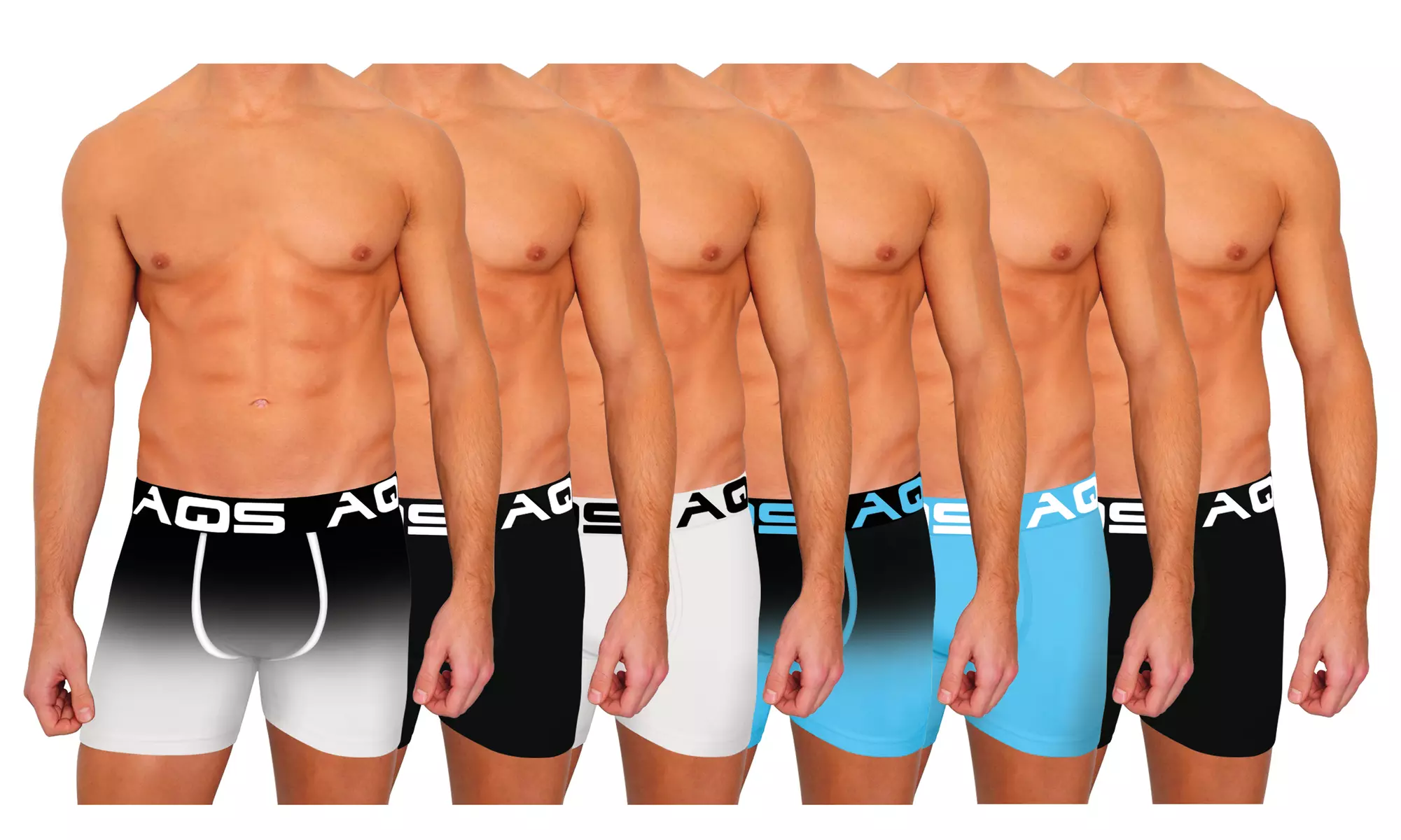 Six-Pack of Assorted Men's Ombre Boxer/Trunks; Soft, Breathable Fabric