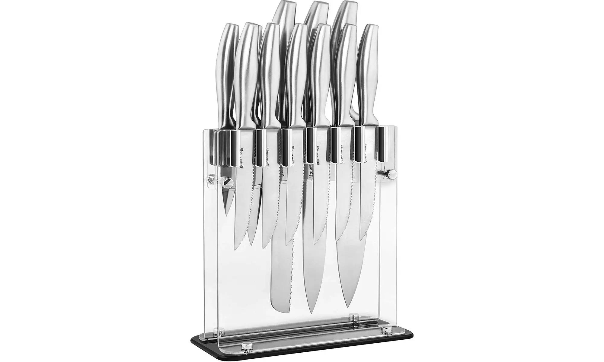 Utopia Kitchen Knife Set 12 Pieces - Steel Handles Stainless Steel Knives - Second Medium