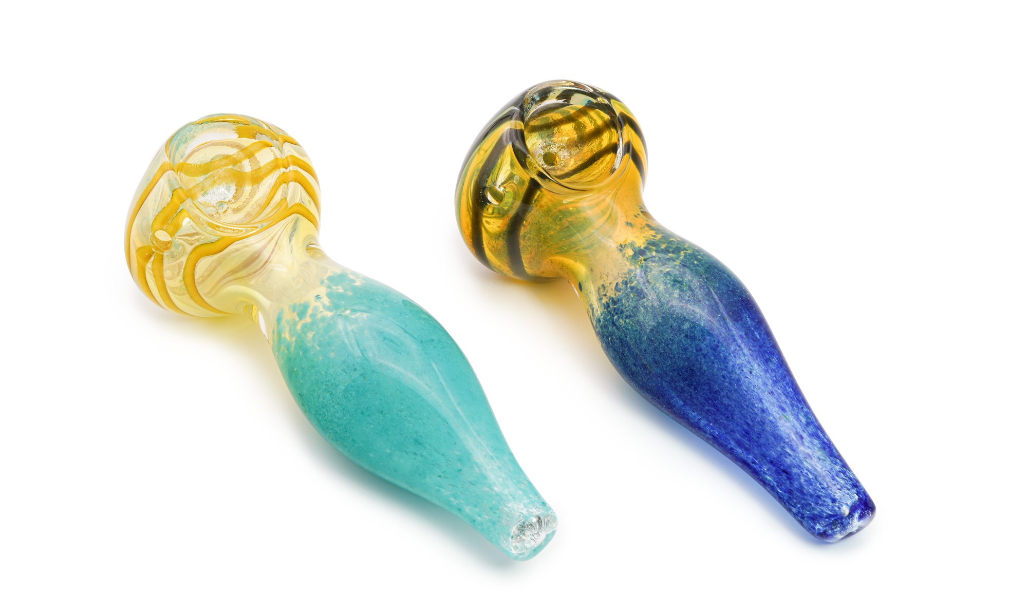 Individual Tear Drop Swirled Hand Blown Glass Hand Pipe