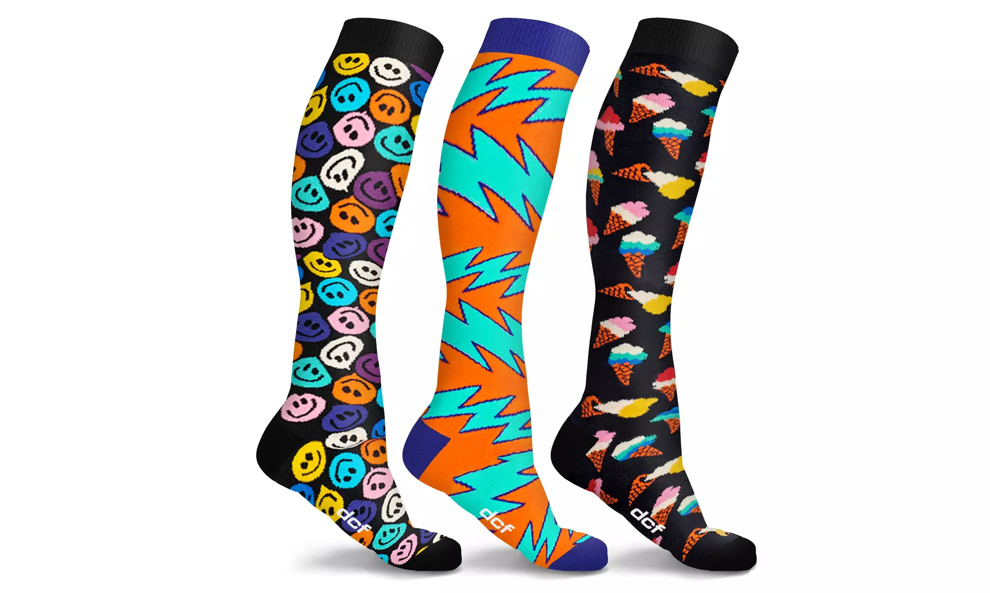 DCF Pop Print Knee High-Compression Sock Collection (3-Pack or 6-Pack)