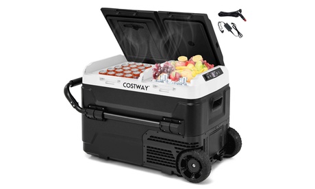 Costway Dual Zone 12V Car Refrigerator Portable Compressor Fridge Freezer 42QT Black