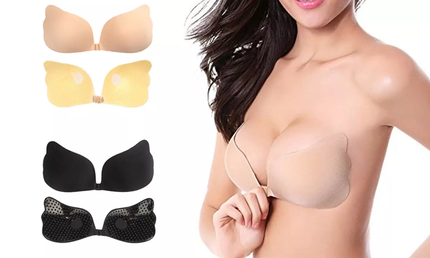 Women Adhesive Strapless Bra Push Up Sticky Niple Cover Bras - Primary Image