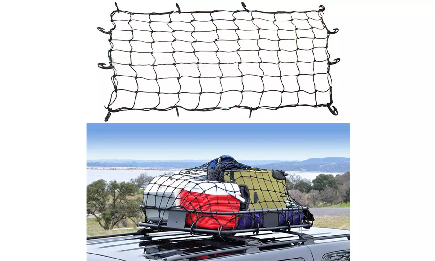 Cargo Net for Roof Rack 35x47 Inch Heavy-Duty Mesh Square Bungee Netting 12Hooks - Primary Image
