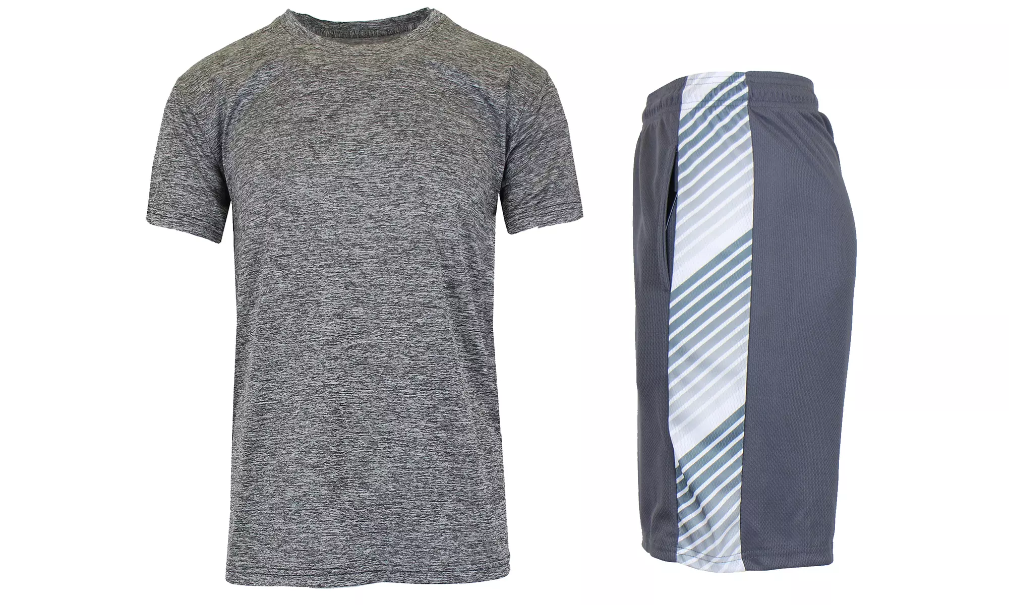 Men's Moisture Wicking Short Sleeve Tee & Mesh Shorts 2-Piece Top & Bottom Set