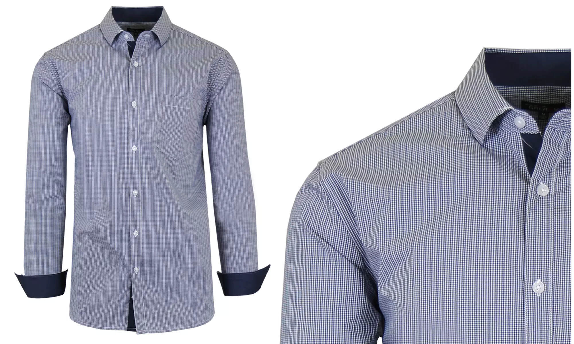 Galaxy By Harvic Men's Long Sleeve Slim-Fit Cotton-Stretch Printed Dress Shirts - Second Medium