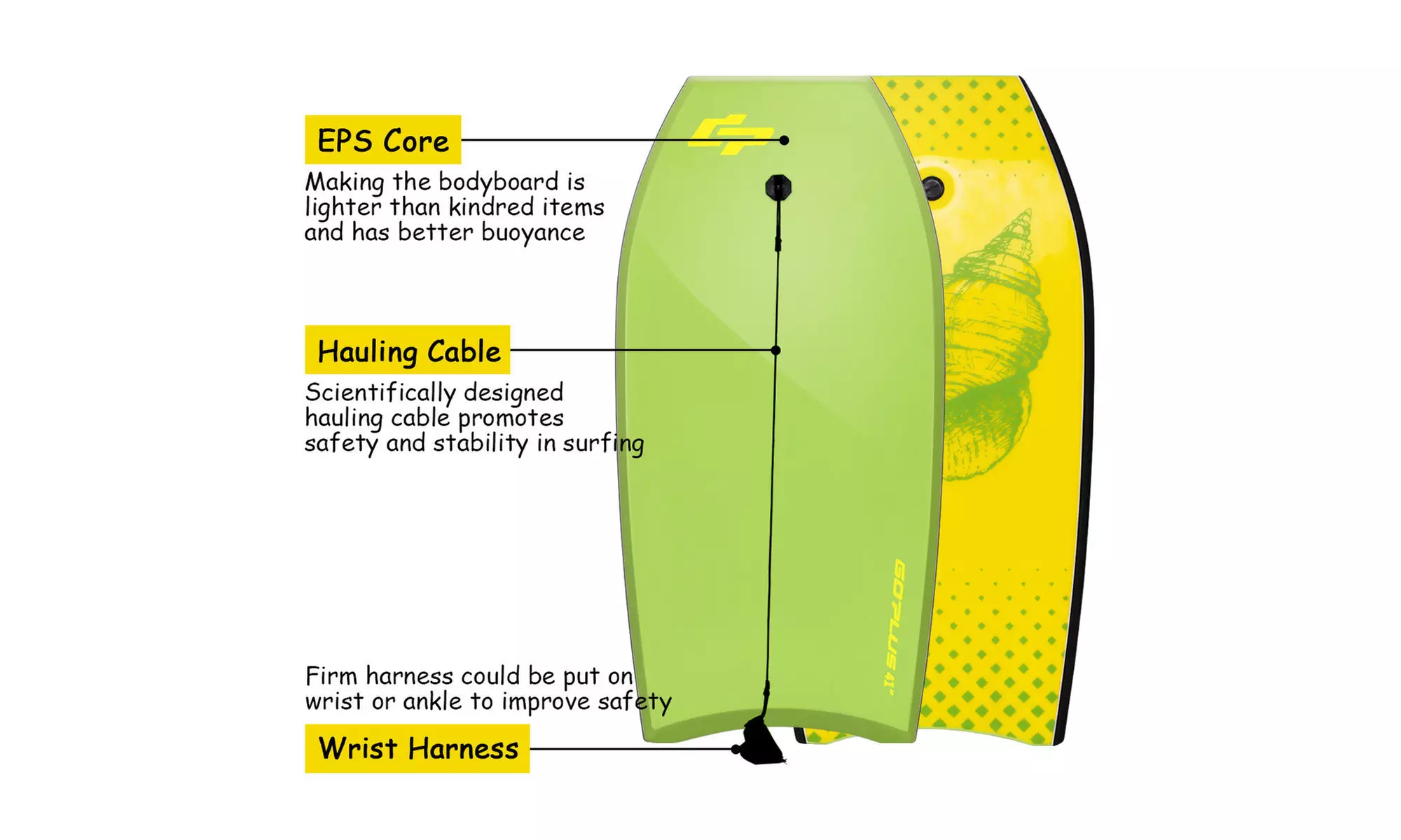 42'' Lightweight Super Bodyboard Surfing W/Leash IXPE Deck EPS Core Boarding