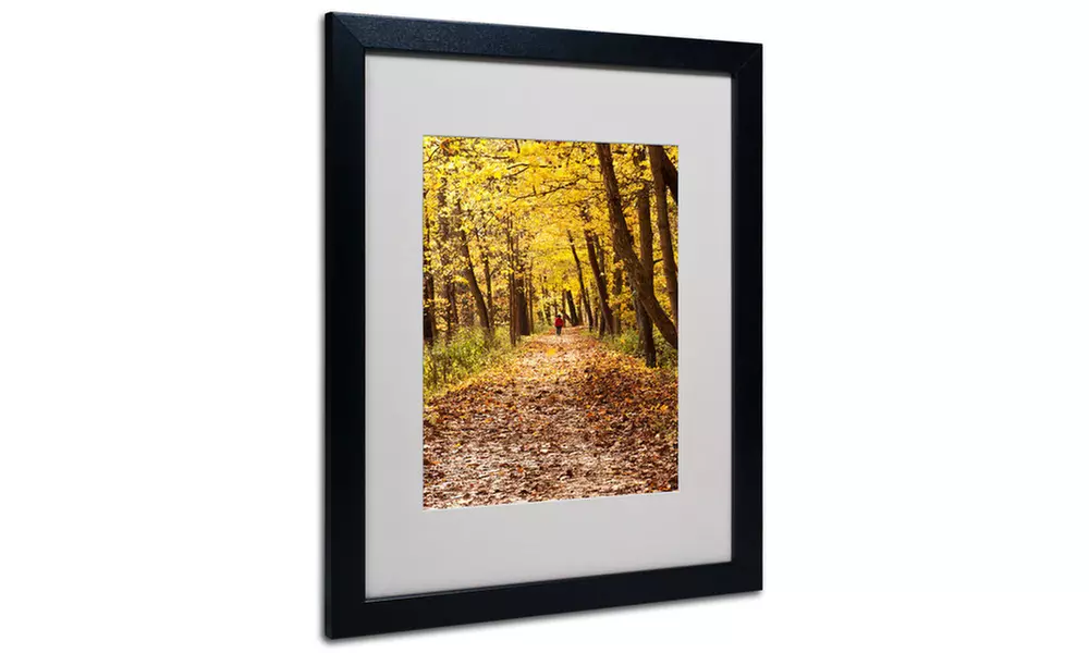 Kurt Shaffer 'Golden Autumn Walk' Matted Black Framed Art - Second Medium