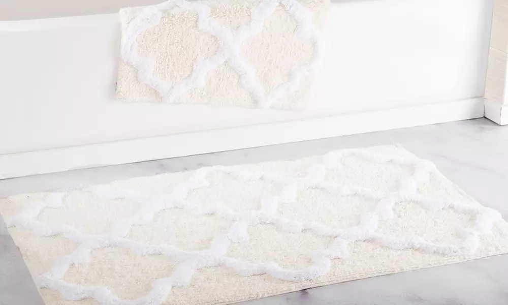 Lavish Home 100% Cotton Trellis Bath Mat Set (2-Piece)