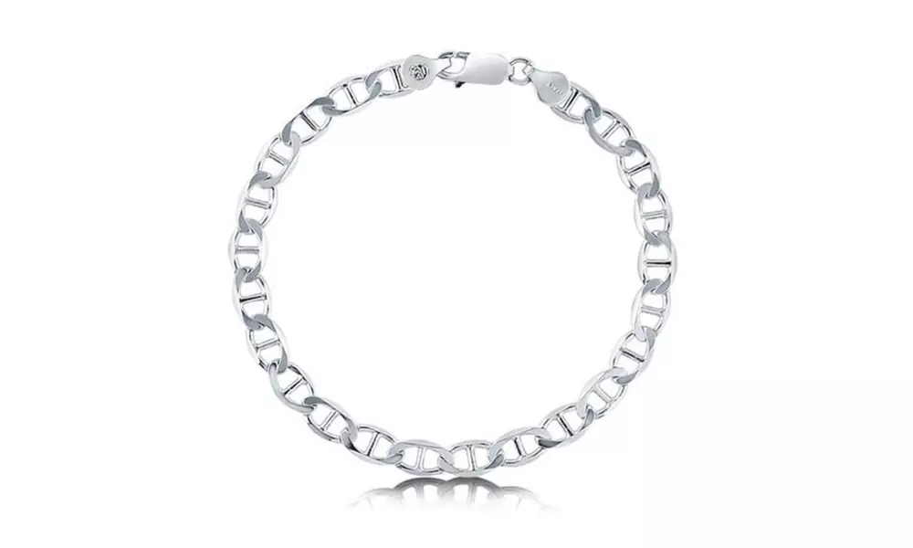Italian Made Solid Sterling Silver Mariner Bracelet  - Primary Image