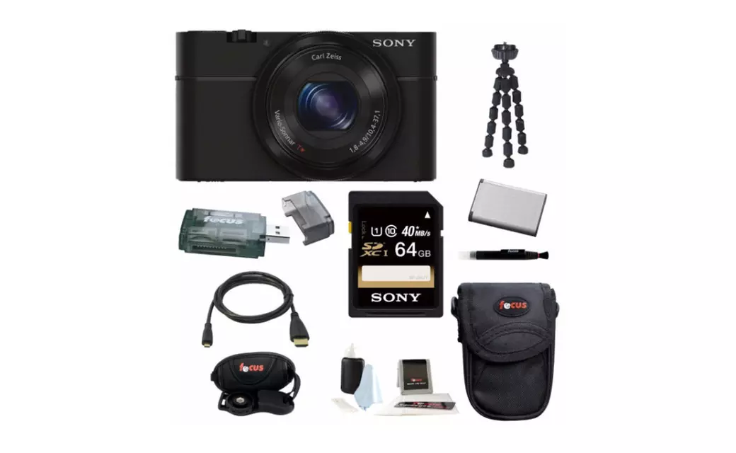 Sony DSC-RX100/B R100/B 20.2 MP Exmor CMOS Sensor Camera plus 64GB plus kit - Primary Image