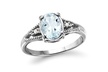 Jewelonfire 1.15 ctw Aqua & 1/20 CT White Dia Ring in SS 19707 - Second Medium