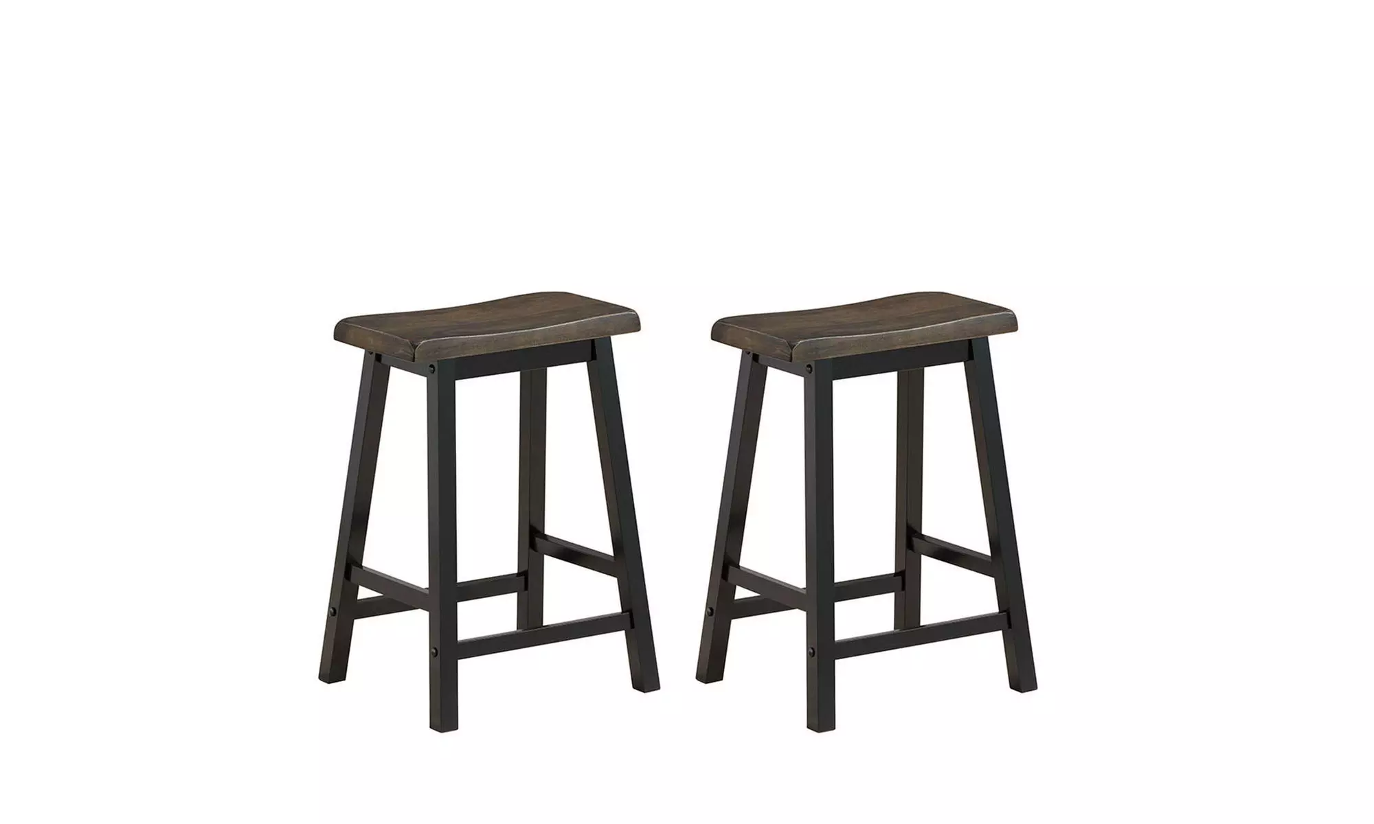 Costway Set of 2 Bar Stools 24''H Saddle Seat Pub Chair Home Kitchen Dining Gray - Primary Image