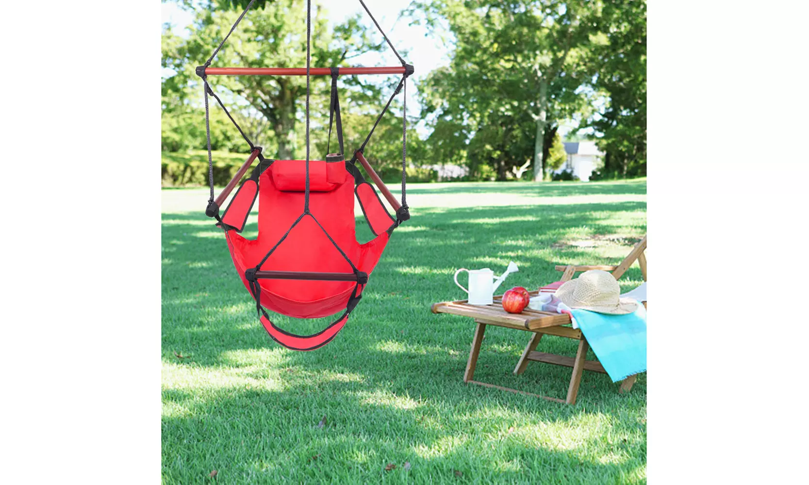 Patio 250lb Hanging Swing Chair Hammock w/pillows &Cup holder 3 Colors - Primary Image