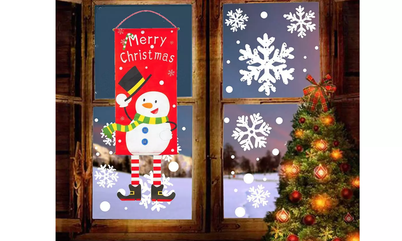 ItBelongs2U Merry Christmas Front Door Porch Sign Hanging Flag Wall Decoration