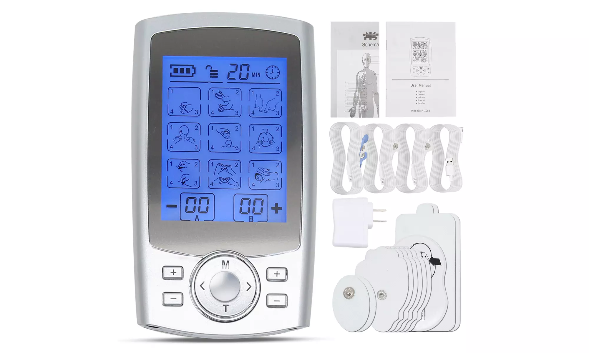 36 Modes TENS Unit Muscle Stimulator Dual Channel Pulse Massager With 10 Pads - Primary Image