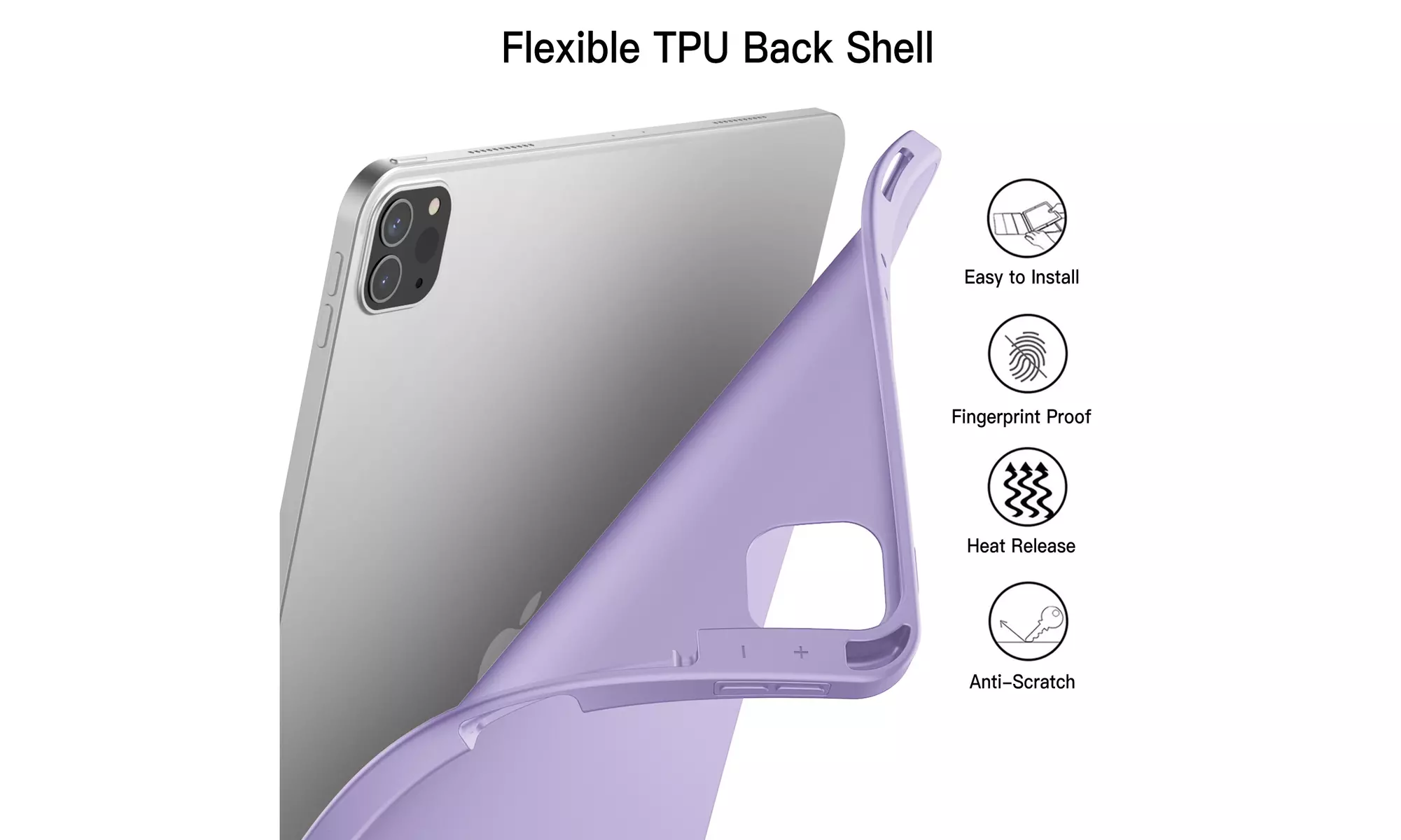 iPad Pro 12.9'' (2022/2021) Case with Pencil Holder, Support 2nd Pencil Charging