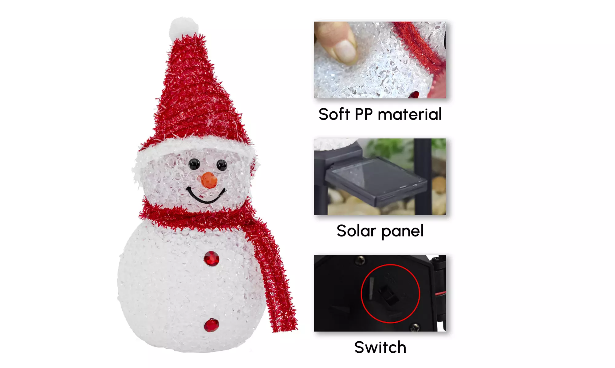 Solar Snowman Christmas Pathway LED Waterproof Lights , 1 or 4 Pcs 