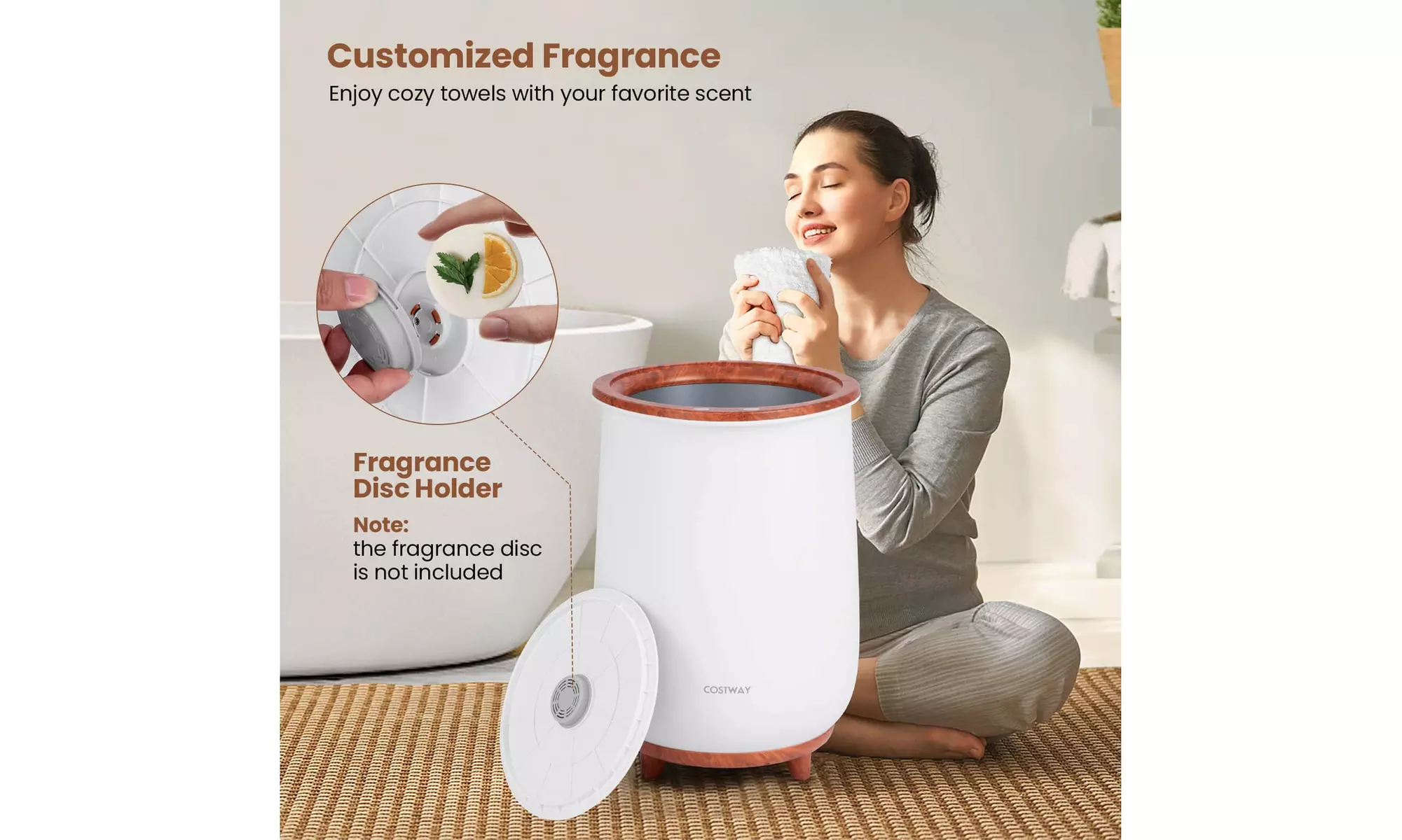 23L Bathroom Towel Warmer with Fragrance Holder and 3-Level Heating