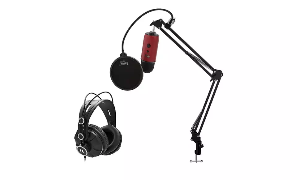 Blue Microphones Yeti Red USB Mic with Knox Boom Arm, Headphones and Pop Filter - Primary Image