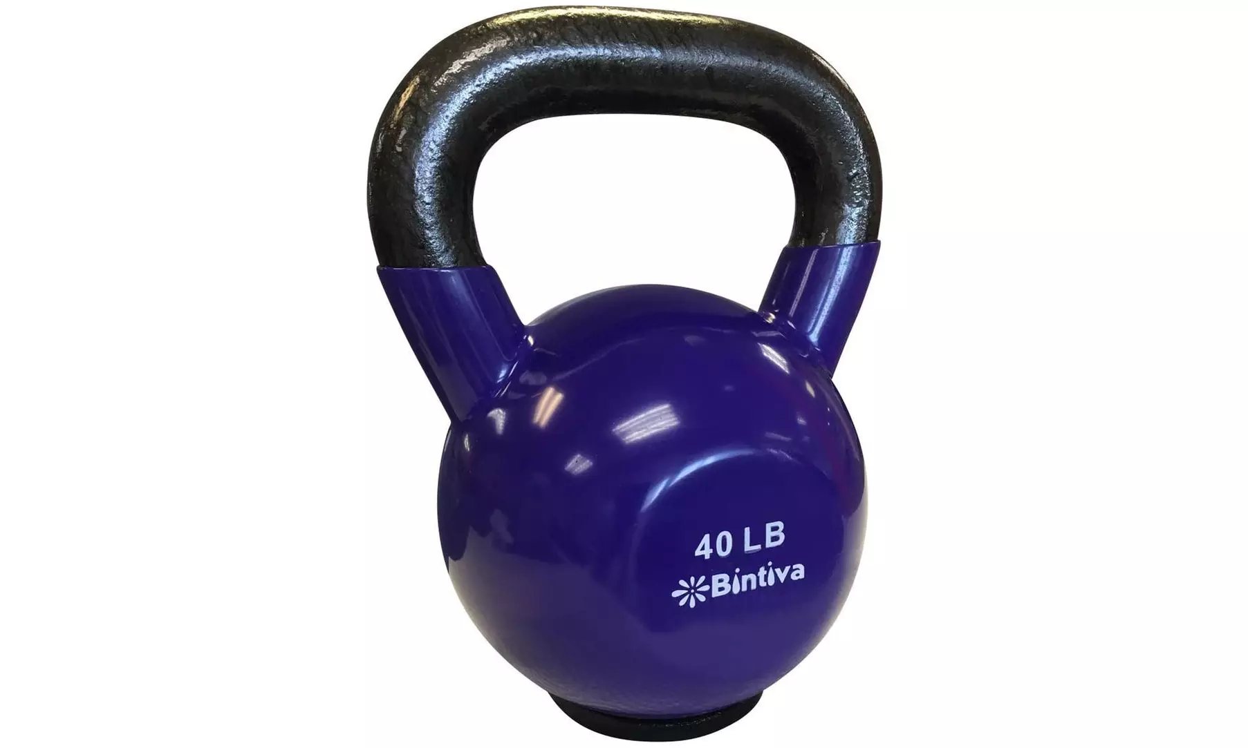 Bintiva Kettlebell - Vinyl-Coated Cast Iron, Choose 5-50 lb (Single Unit)