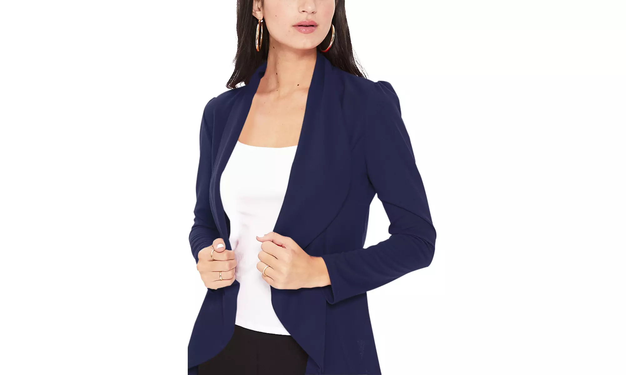 Casual Long Sleeves Open Front Office Wear Solid Blazer Jacket S-3XL