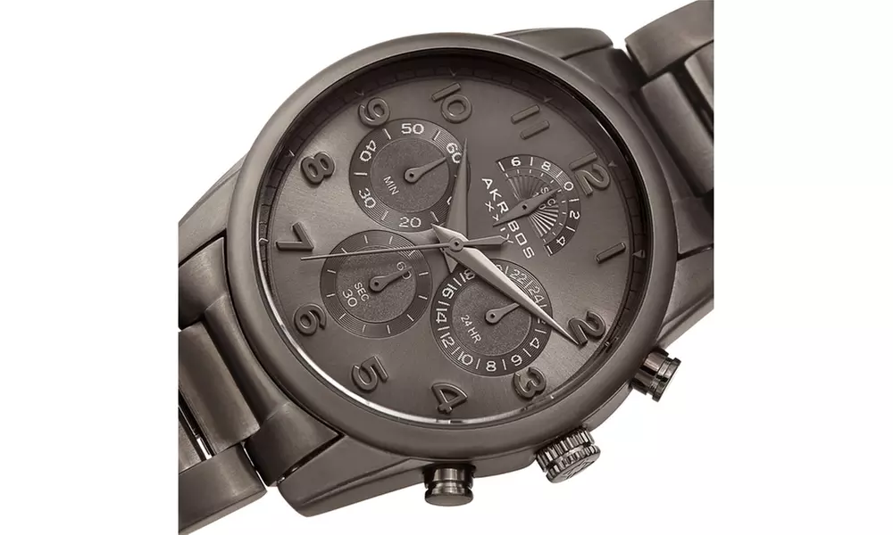 Men's Akribos XXIV Chronograph Dial Stainless Steel Link Bracelet