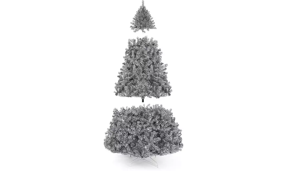 6ft Artificial Silver Tinsel Christmas Tree - Second Medium