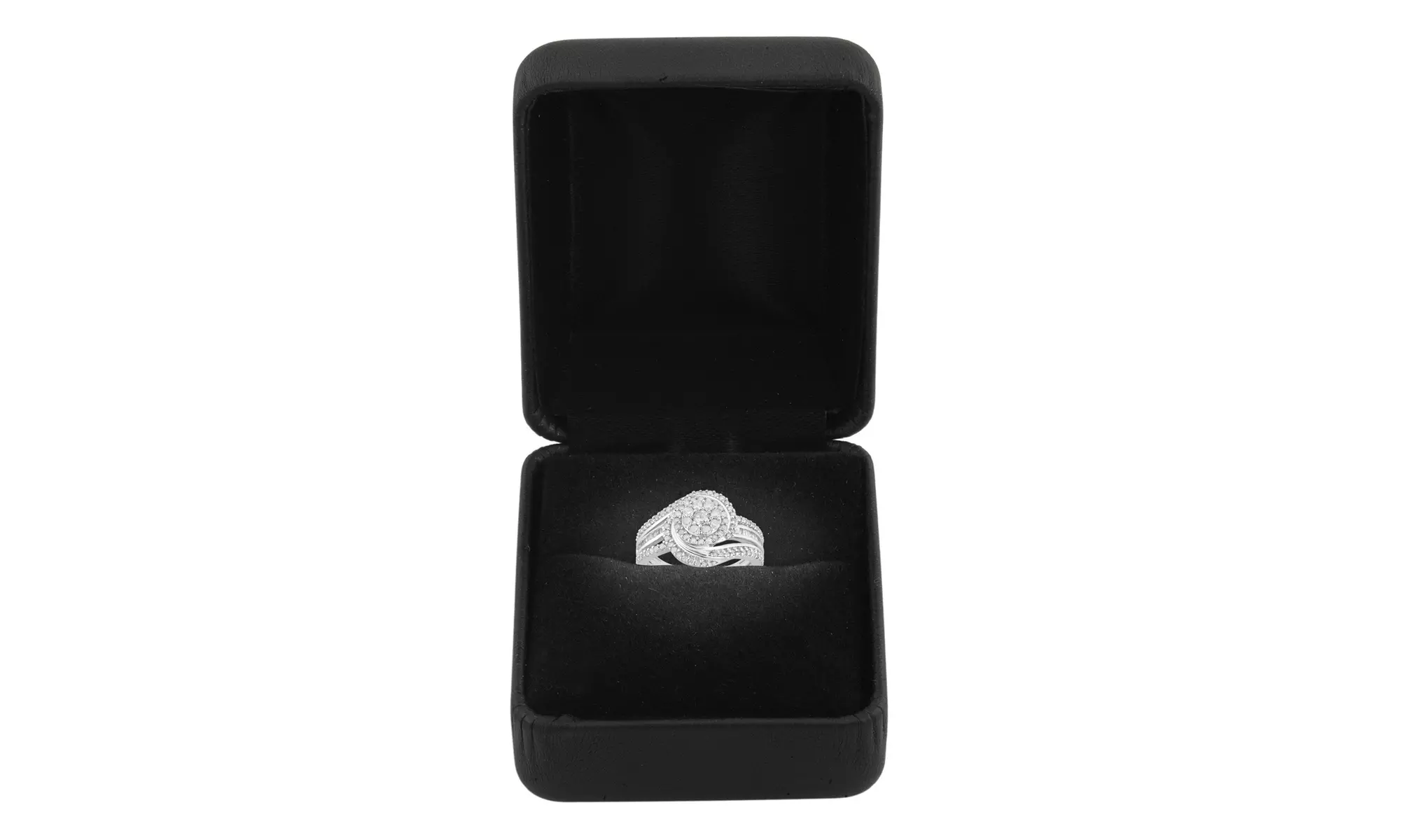 3/4CTTW Diamond Cluster Circle Engagement Ring in Sterling Silver by DiamondMuse - Second Medium