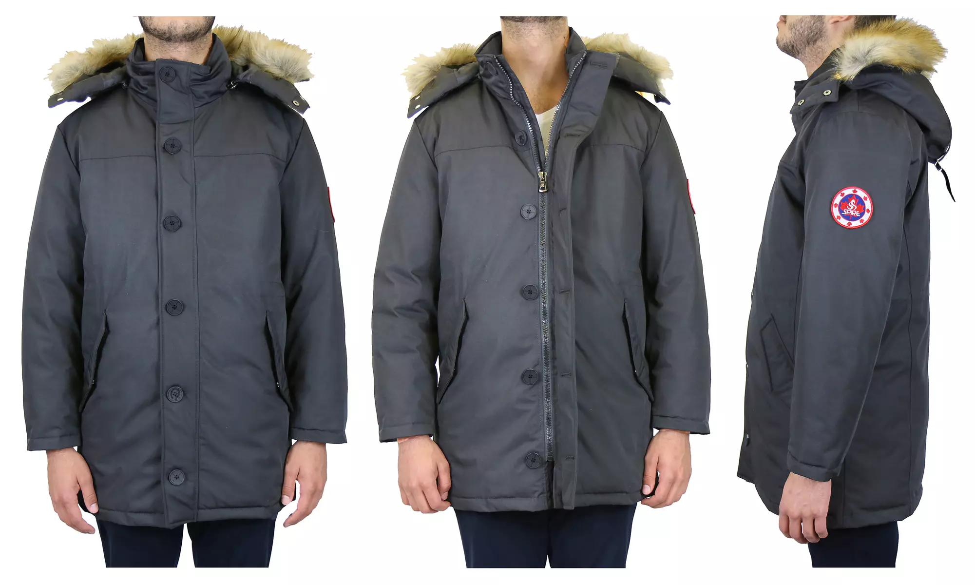 Spire By Galaxy Men's Heavyweight Parka Jacket with Detachable Hood (S-2XL)