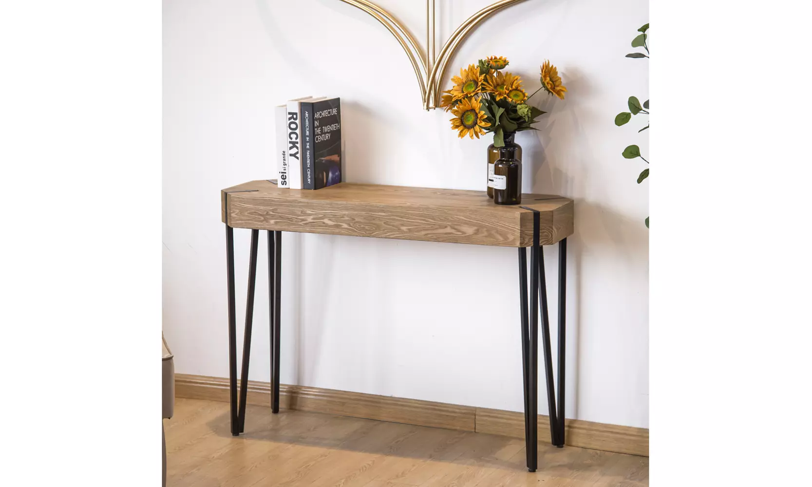 Industrial Multifunction Wood Console Table Sofa Table Computer Table,Brown - Primary Image