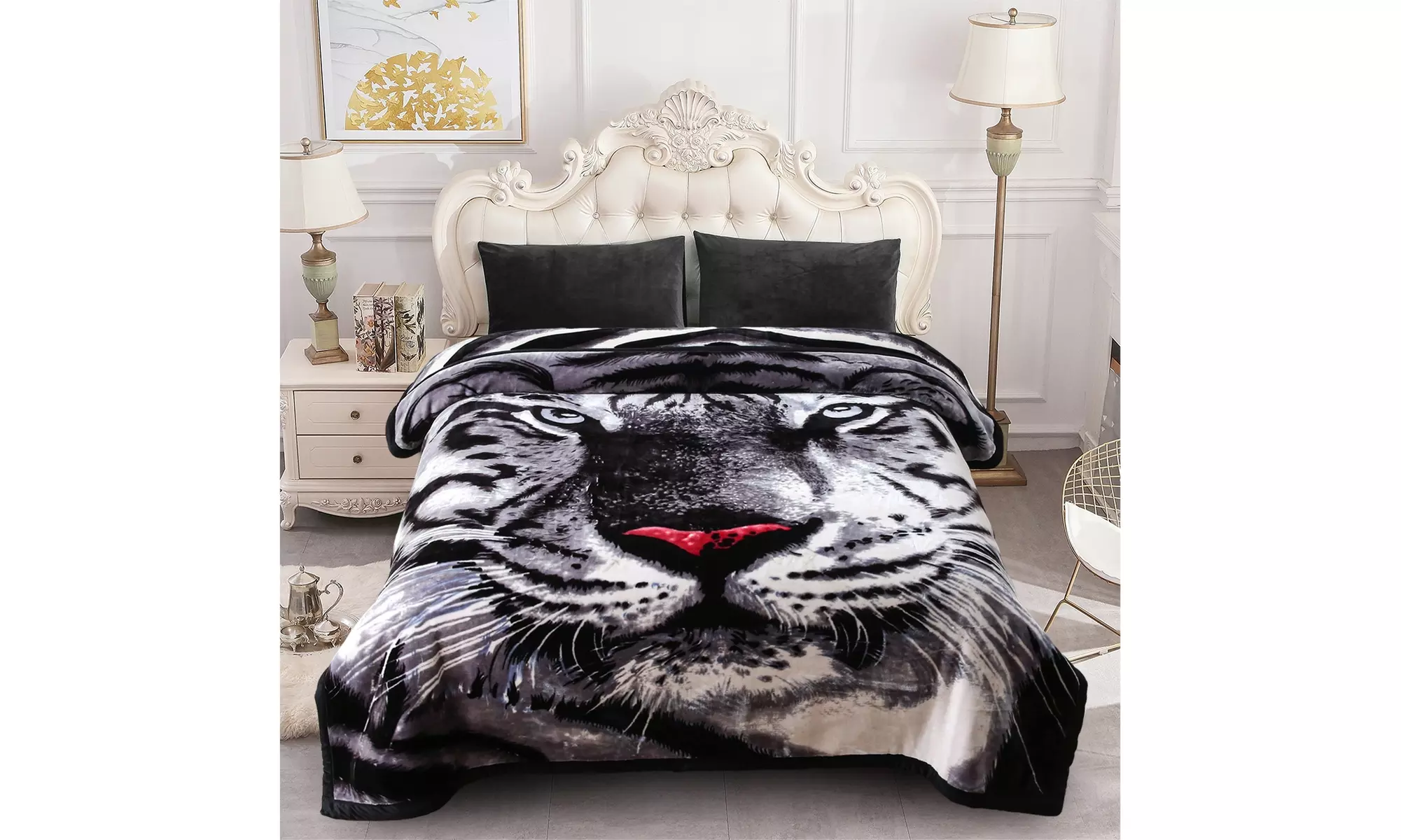 JML Heavy Fleece Blanket,2 Ply Printed Bed Blanket For King Size,85"x93",10Lb