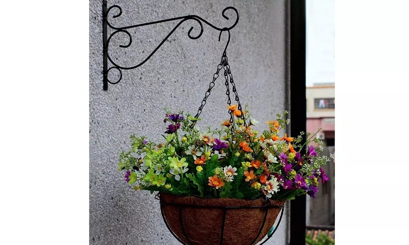 2Pcs Wall Hanger Heavy Duty Metal Hanging Basket Bracket Flower Pot Hook Hanger
