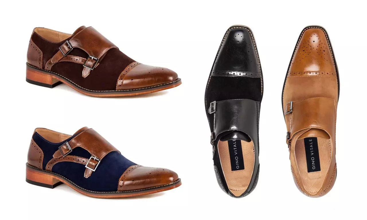 Gino Vitale Men's Double Monk Strap Two-Tone Loafer - Primary Image