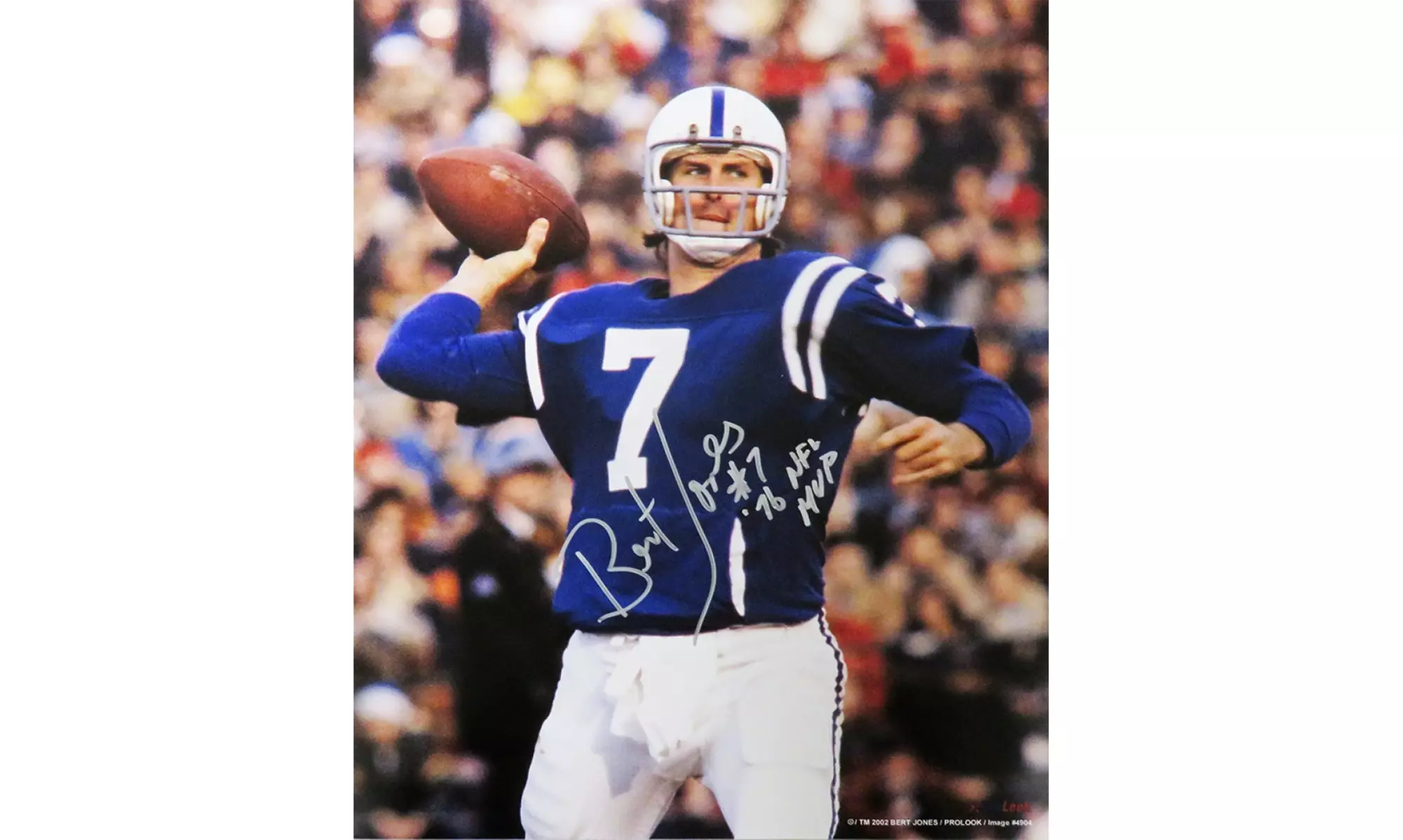 Bert Jones Signed Colts Passing Action 16x20 Photo w/76 NFL MVP - Primary Image