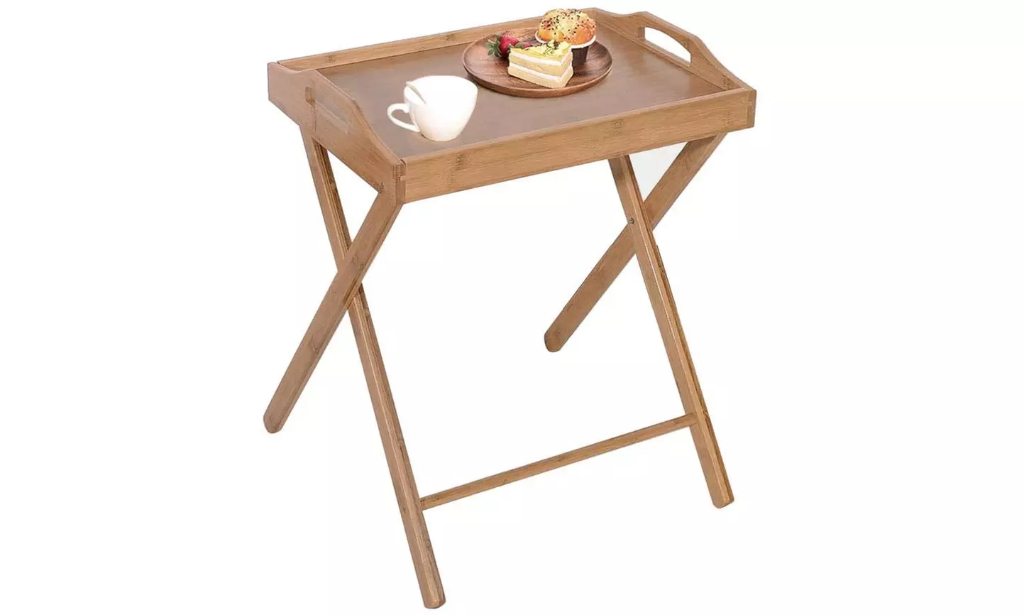 Bamboo Folding Table Breakfast TV Tray Tables - Primary Image
