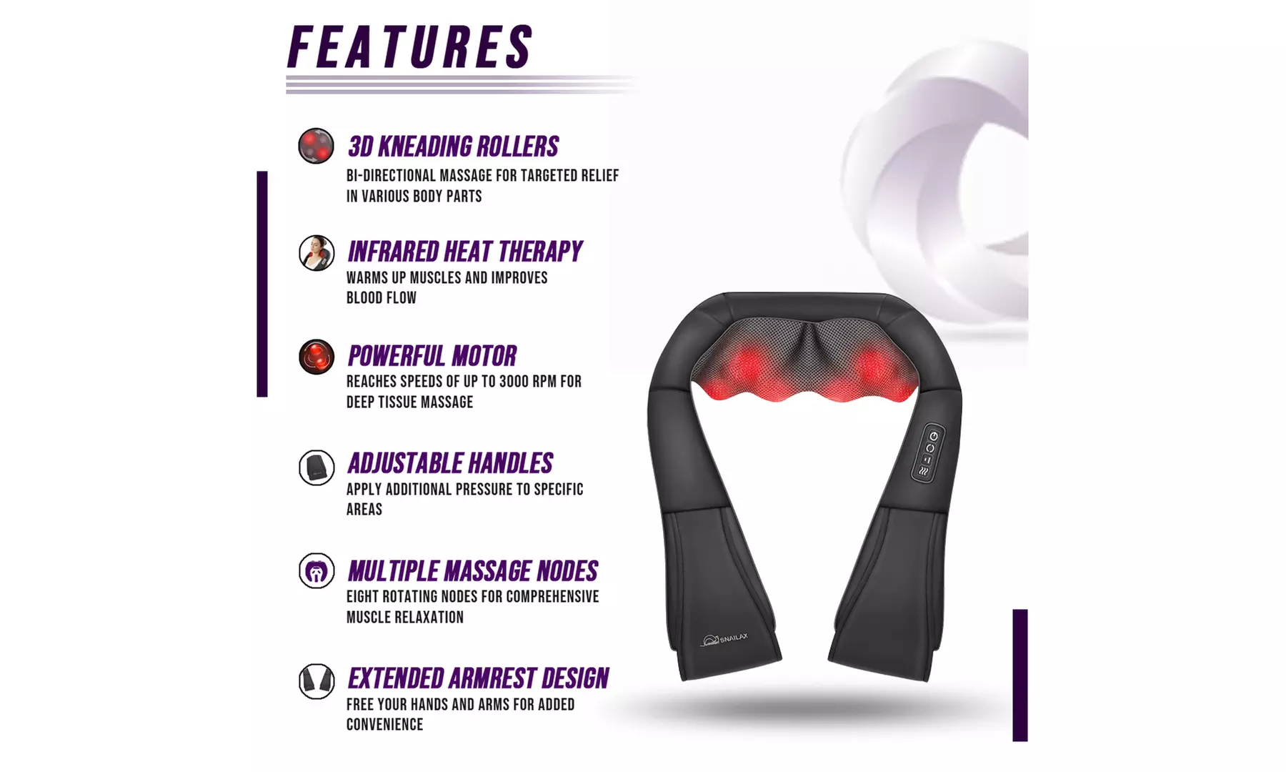 Eterus Shiatsu Neck and Shoulder Massager with Heat
