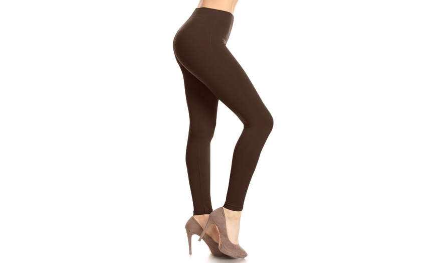 Image 14: Plus size,Solid Color Basic Soft Comfy Elastic Waistband High Waist Leggings