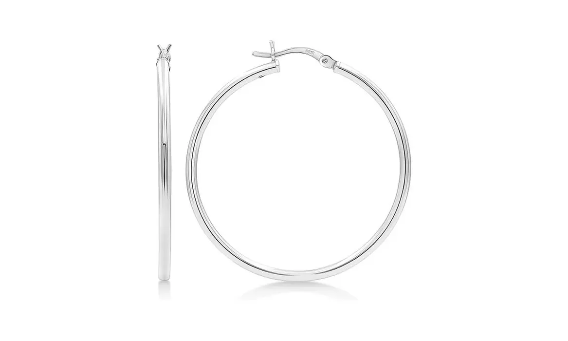2MM French Lock Hoop 925 Sterling Silver Earrings - 10MM-65MM 
