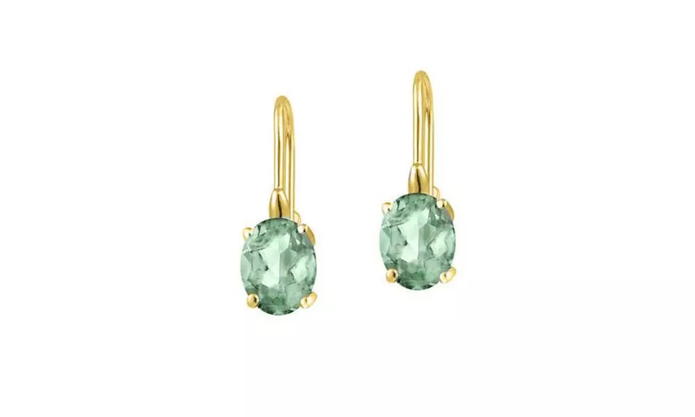 2.00 CTTW Genuine Garnet Oval Leverback Earrings in 18k Yellow gold - Primary Image