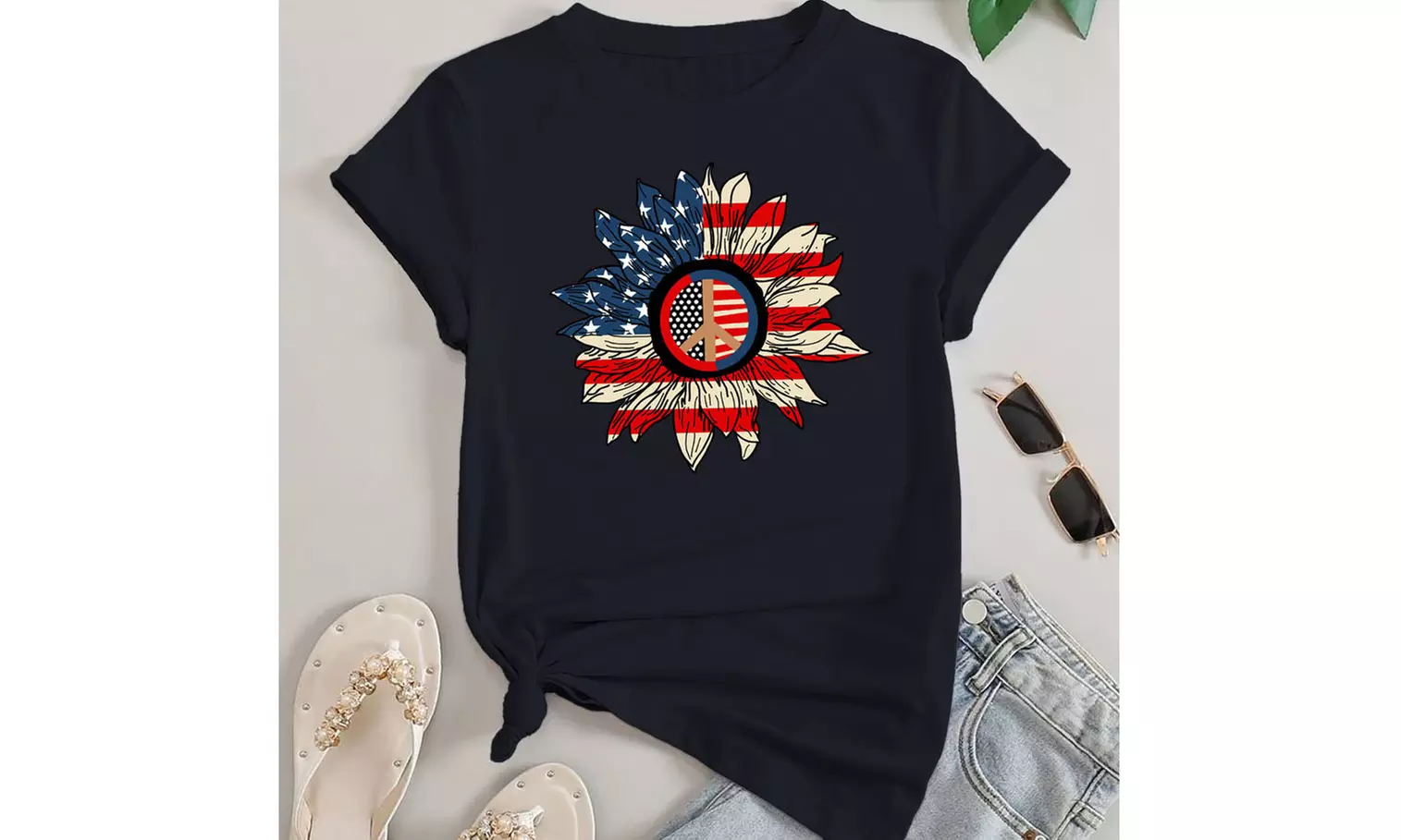 Women Miss American Flag Patriotic T-Shirt (S-2XL)