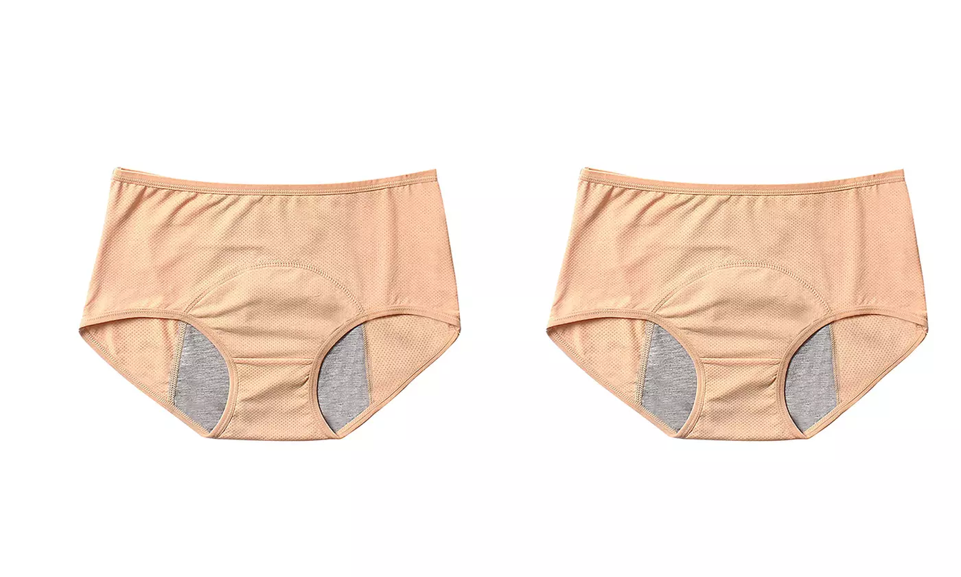 2 Pack Women Menstrual Period Underwear Breathable Leak Proof Panties Briefs