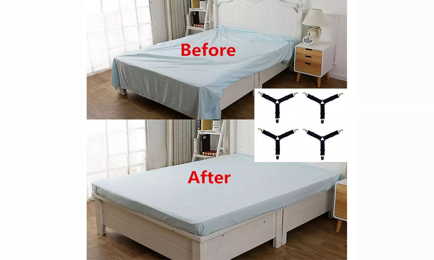 4Pcs/set Elastic Bed Sheet Grippers Belt Fastener Clips Mattress Cover Holder