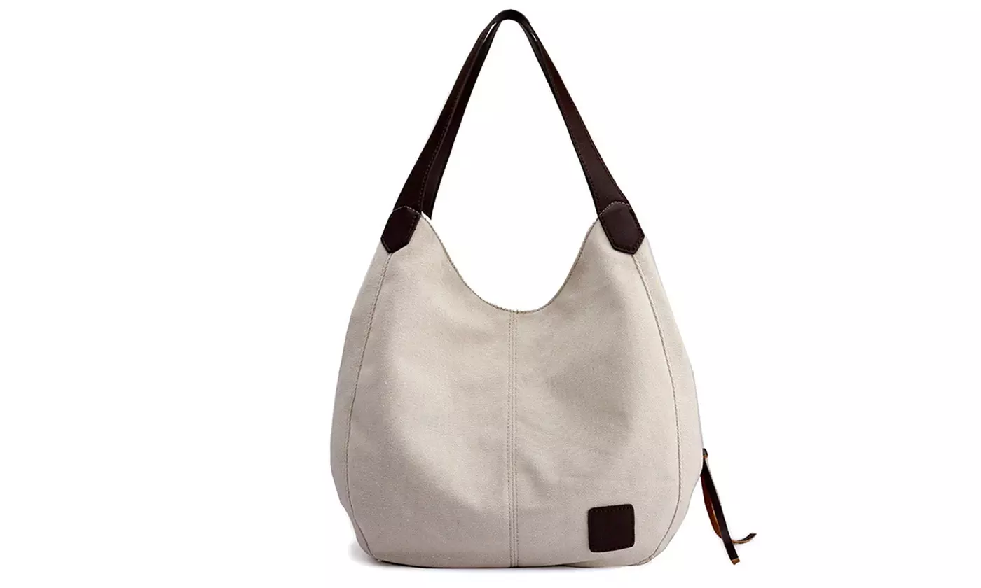 Women Retro Multi-pocket Canvas Shoulder Bag Handbag Tote Purse
