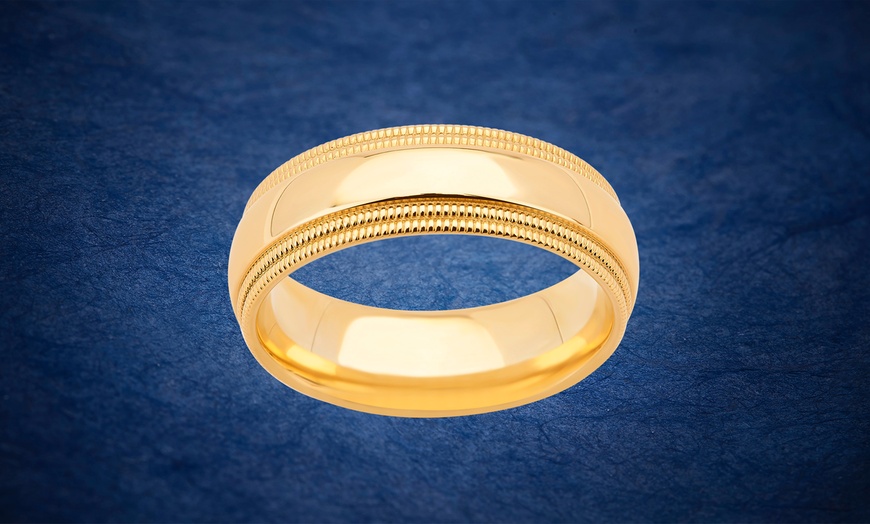 Image 3: Unisex 3 MM - 6 MM 14K Solid Gold Charming Milgrain Wedding Band By L'Artiste