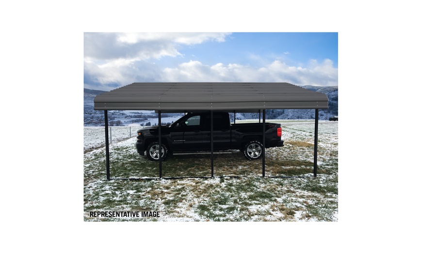 Image 18: Arrow Galvanized Steel Carport (Multiple Sizes Available)