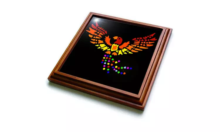  Trivet with TileFun Colorful Phoenix Rising Abstract Art - Second Medium