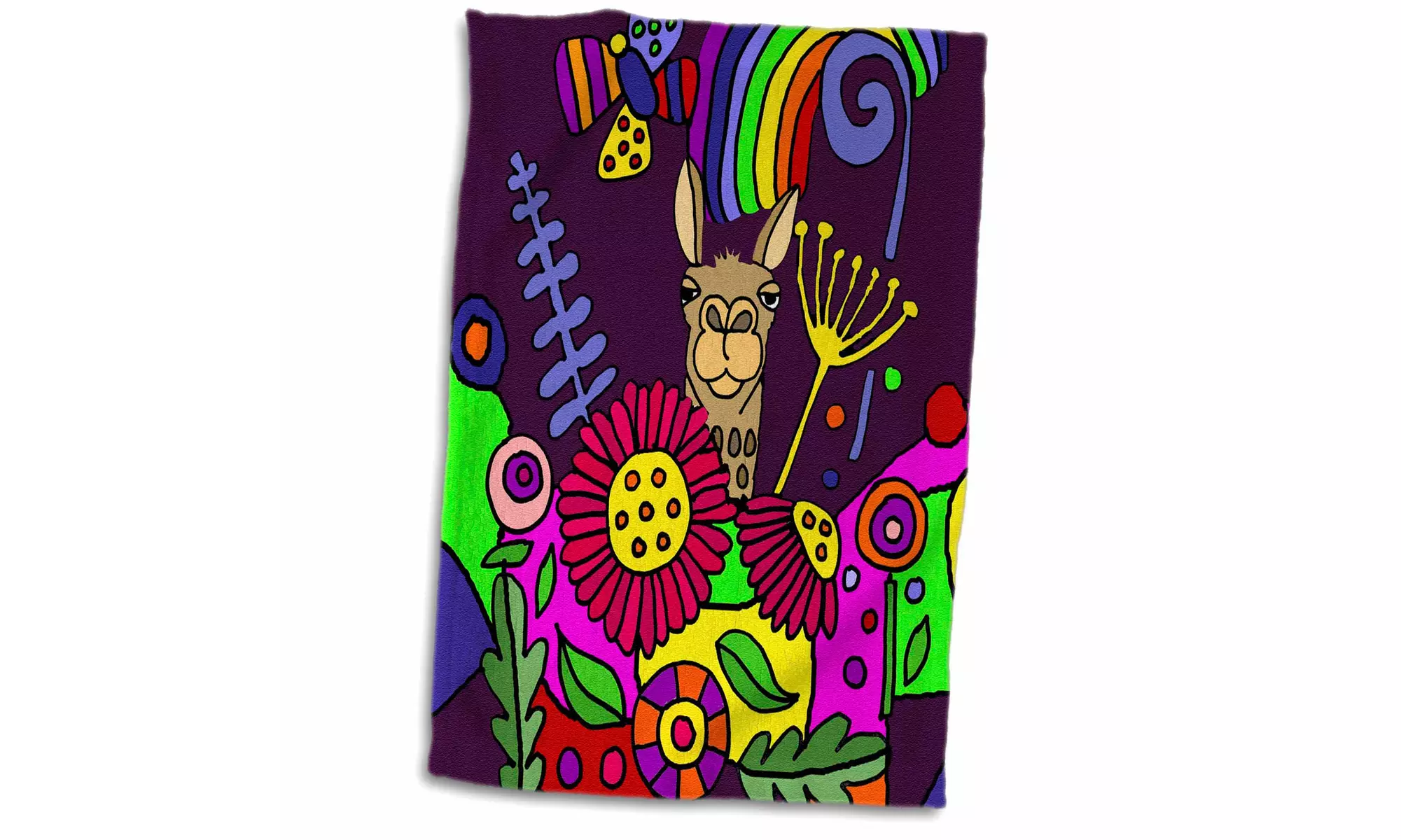  Towel - Cool Artistic Funny Llama in the Flower Garden Abstract Art - 15 by 22 - Primary Image