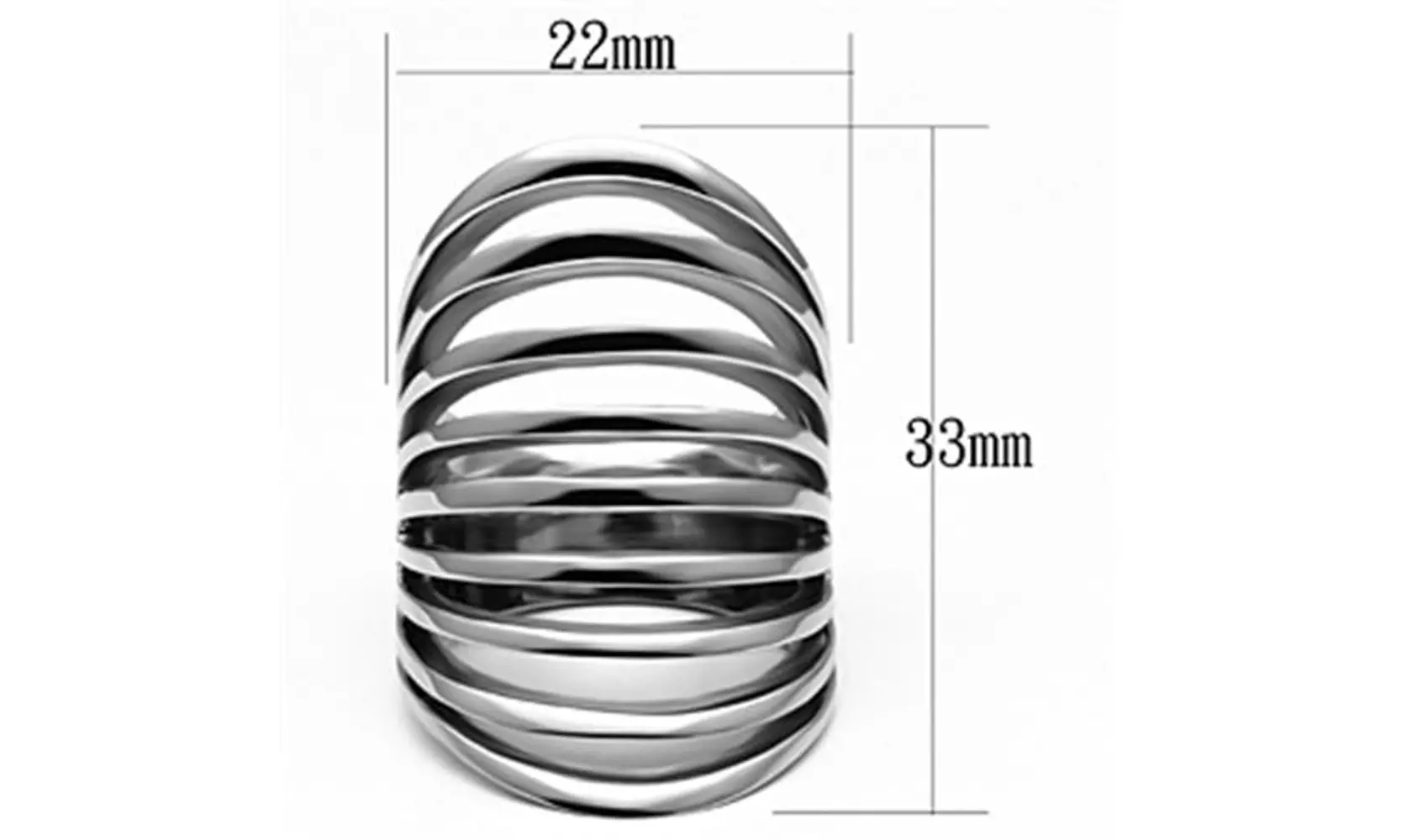 Women's Stainless Steel 316 High Polished 33mm Wide Fashion Ring